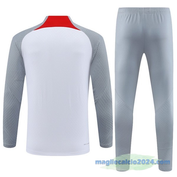 Set Completo Sudadera Formazione Giocatori Liverpool 2022 2023 Grigio Bianco Poco Prezzo