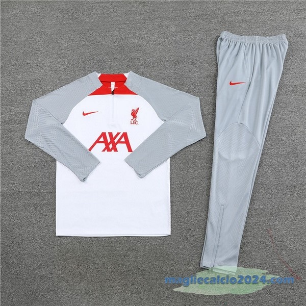 Set Completo Sudadera Formazione Giocatori Liverpool 2022 2023 Grigio Bianco Poco Prezzo