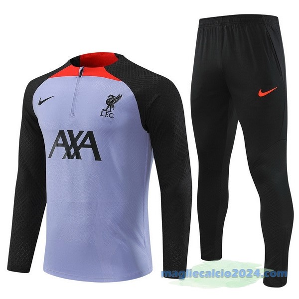Set Completo Sudadera Formazione Giocatori Liverpool 2022 2023 Purpureo Nero Poco Prezzo