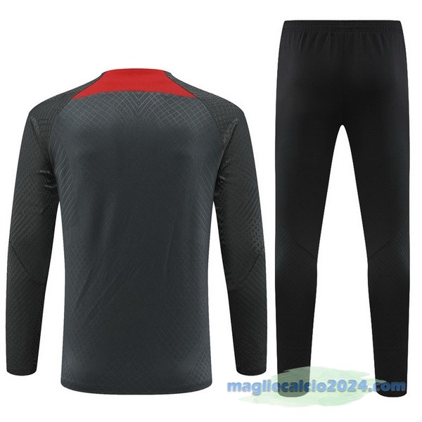 Set Completo Sudadera Formazione Giocatori Paris Saint Germain 2022 2023 Grigio Nero Rosso Poco Prezzo