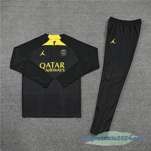 Set Completo Sudadera Formazione Giocatori Paris Saint Germain 2022 2023 Nero II Giallo Poco Prezzo