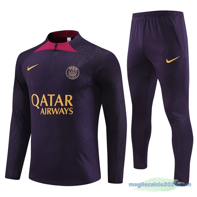 Set Completo Sudadera Formazione Giocatori Paris Saint Germain 2023 2024 Purpureo I Rosso Poco Prezzo