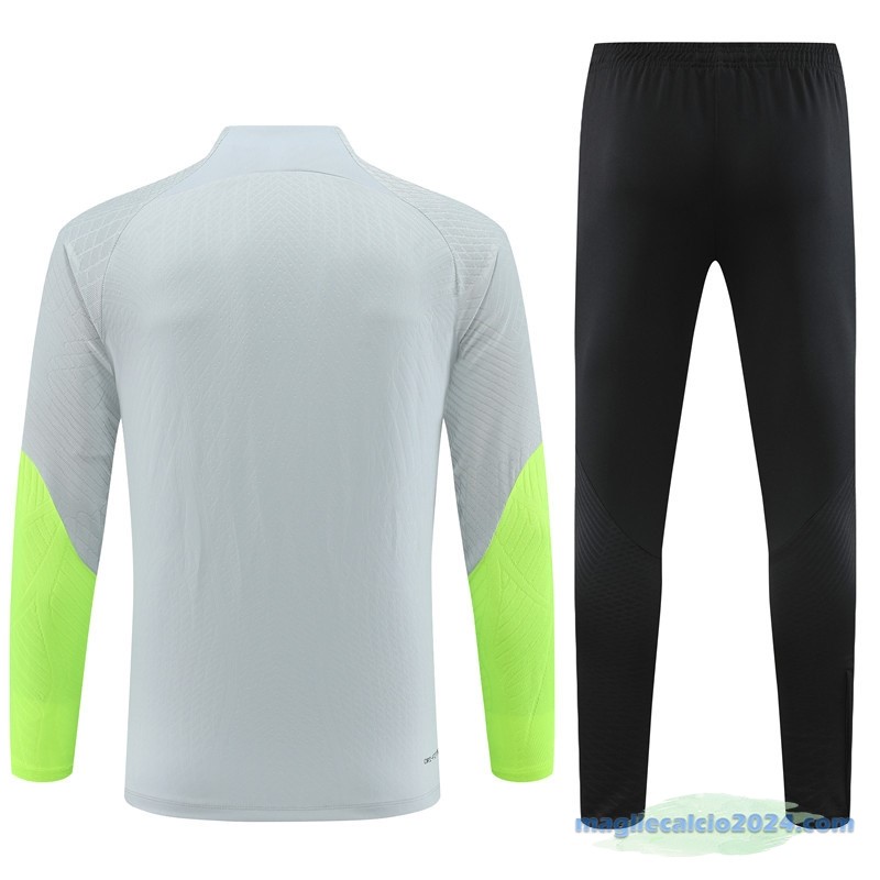 Set Completo Sudadera Formazione Giocatori Paris Saint Germain Bambino 2023 2024 Grigio Verde Poco Prezzo