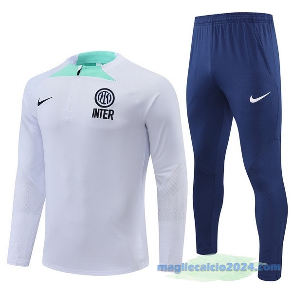 Set Completo Sudadera Formazione Inter Milán 2022 2023 Bianco Azul Poco Prezzo