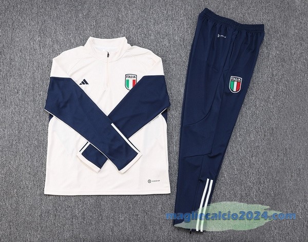Set Completo Sudadera Formazione Italia 2023 Bianco Azul Navy Poco Prezzo