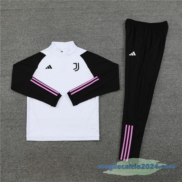 Set Completo Sudadera Formazione Juventus 2023 2024 Bianco I Nero Rosa Poco Prezzo
