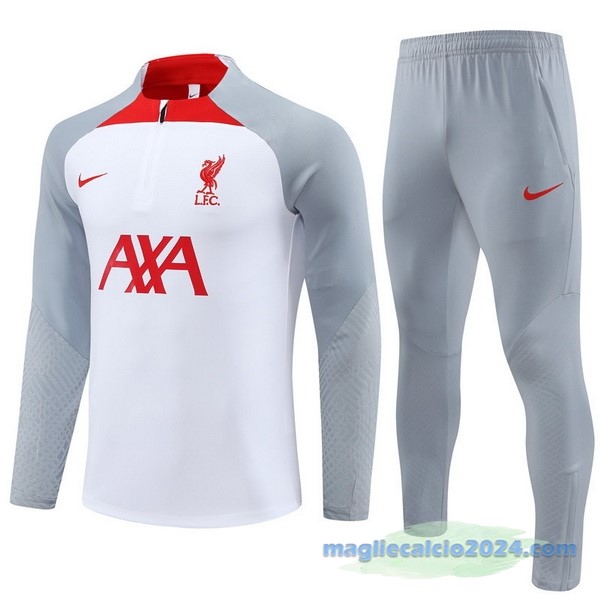 Set Completo Sudadera Formazione Liverpool 2022 2023 Grigio Bianco Poco Prezzo