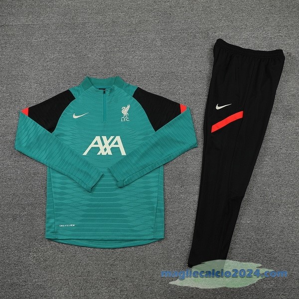 Set Completo Sudadera Formazione Liverpool 2022 2023 Nero Verde Poco Prezzo