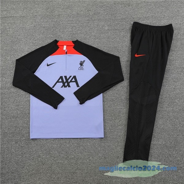Set Completo Sudadera Formazione Liverpool 2022 2023 Purpureo Nero Poco Prezzo
