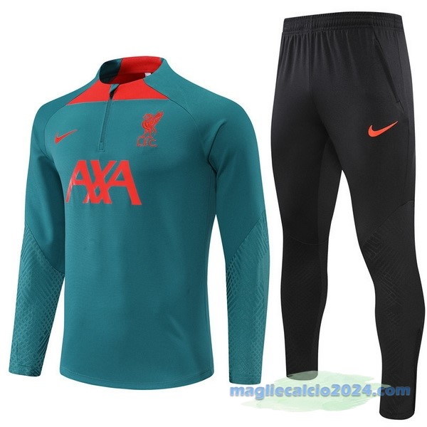 Set Completo Sudadera Formazione Liverpool 2022 2023 Verde Nero Poco Prezzo