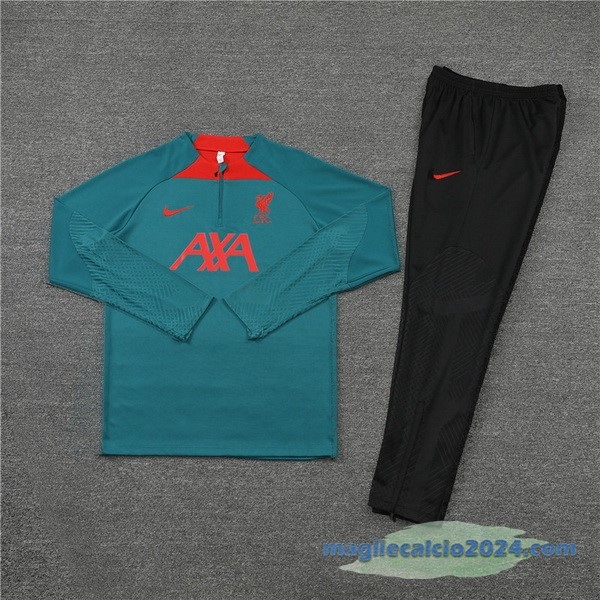 Set Completo Sudadera Formazione Liverpool 2022 2023 Verde Nero Poco Prezzo