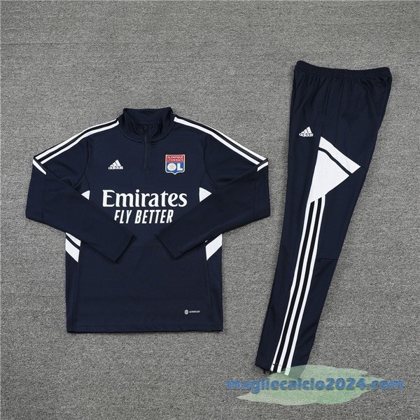 Set Completo Sudadera Formazione Lyon 2022 2023 Azul Navy Bianco Poco Prezzo