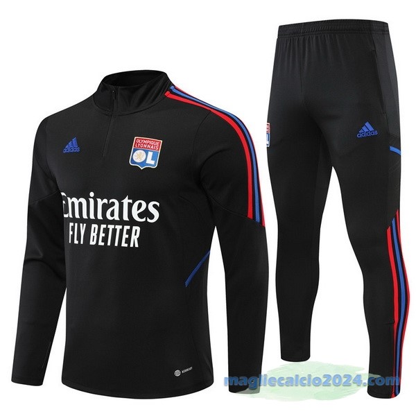 Set Completo Sudadera Formazione Lyon 2022 2023 Nero Poco Prezzo