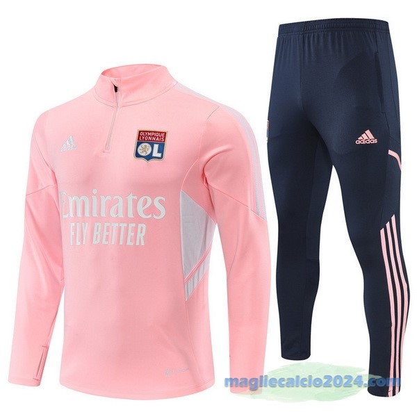Set Completo Sudadera Formazione Lyon 2022 2023 Rosa Nero Poco Prezzo