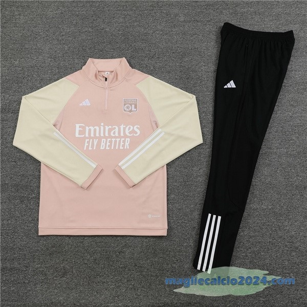 Set Completo Sudadera Formazione Lyon 2023 2024 Rosa Nero Poco Prezzo