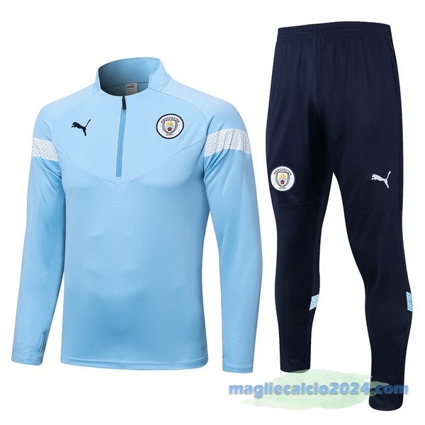 Set Completo Sudadera Formazione Manchester City 2022 2023 Azul Bianco Poco Prezzo