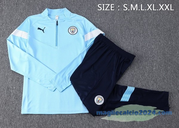 Set Completo Sudadera Formazione Manchester City 2022 2023 Azul Bianco Poco Prezzo