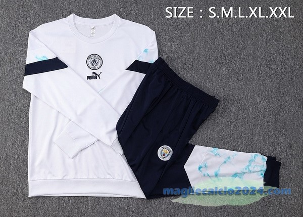 Set Completo Sudadera Formazione Manchester City 2022 2023 Bianco Azul Navy Poco Prezzo