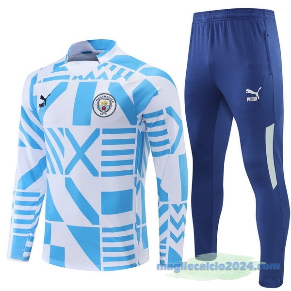 Set Completo Sudadera Formazione Manchester City 2022 2023 Bianco Azul Poco Prezzo