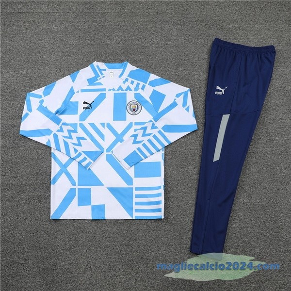 Set Completo Sudadera Formazione Manchester City 2022 2023 Bianco Azul Poco Prezzo