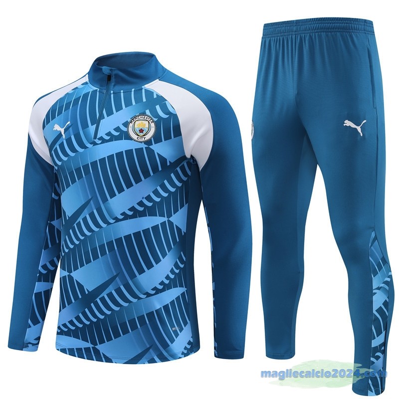Set Completo Sudadera Formazione Manchester City 2023 2024 Azul Bianco Poco Prezzo