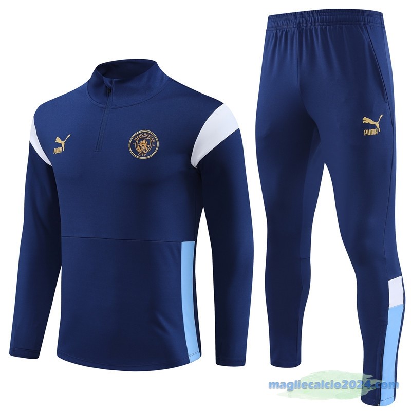 Set Completo Sudadera Formazione Manchester City 2023 2024 Azul Navy Bianco Poco Prezzo