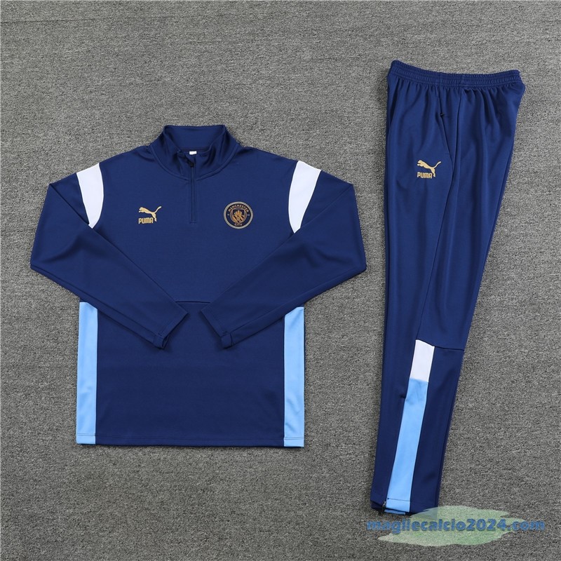 Set Completo Sudadera Formazione Manchester City 2023 2024 Azul Navy Bianco Poco Prezzo