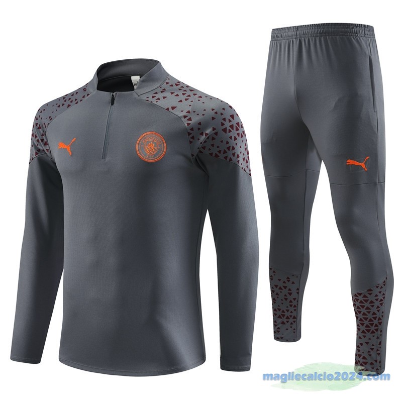 Set Completo Sudadera Formazione Manchester City 2023 2024 Grigio Poco Prezzo