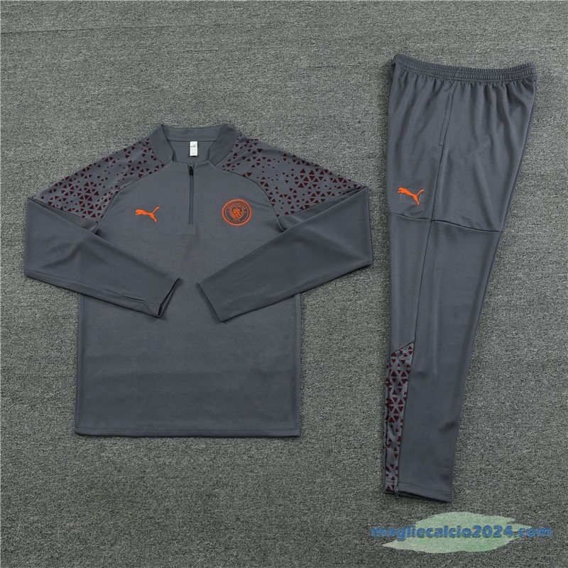 Set Completo Sudadera Formazione Manchester City 2023 2024 Grigio Poco Prezzo