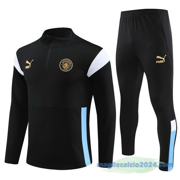 Set Completo Sudadera Formazione Manchester City 2023 2024 Nero Bianco Poco Prezzo