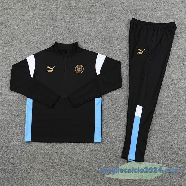 Set Completo Sudadera Formazione Manchester City 2023 2024 Nero Bianco Poco Prezzo