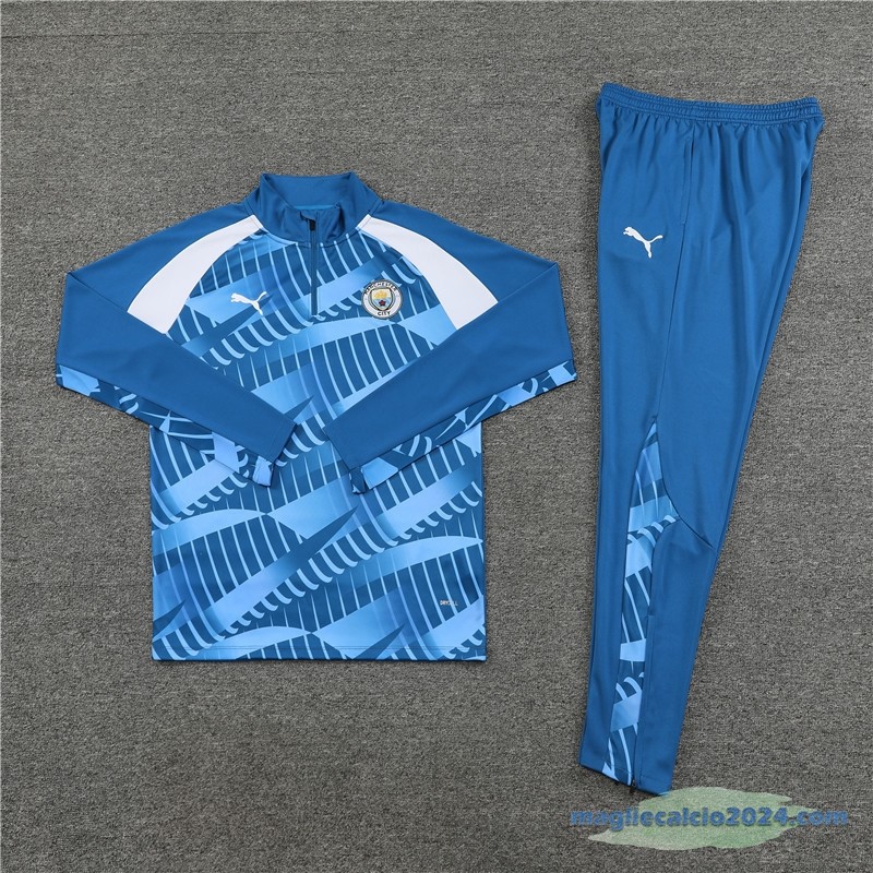 Set Completo Sudadera Formazione Manchester City Bambino 2023 2024 Azul Bianco Poco Prezzo
