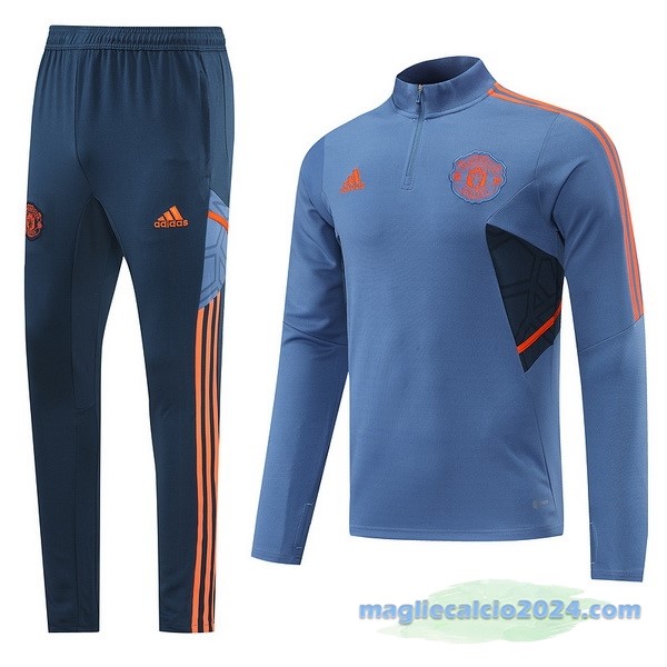 Set Completo Sudadera Formazione Manchester United 2022 2023 Azul Grigio Poco Prezzo