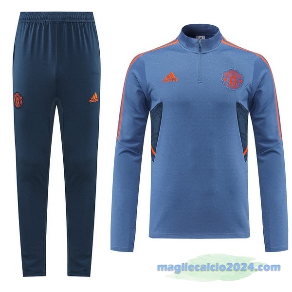Set Completo Sudadera Formazione Manchester United 2022 2023 Azul Grigio Poco Prezzo