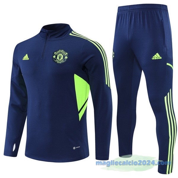 Set Completo Sudadera Formazione Manchester United 2022 2023 Azul Verde Poco Prezzo