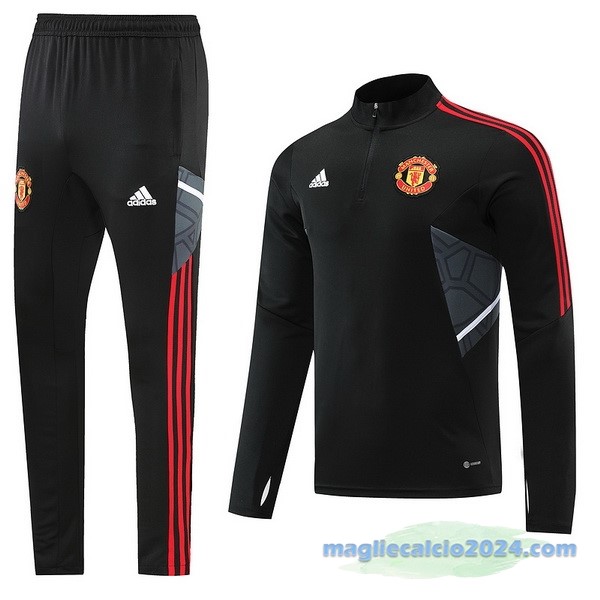 Set Completo Sudadera Formazione Manchester United 2022 2023 Nero Grigio Poco Prezzo