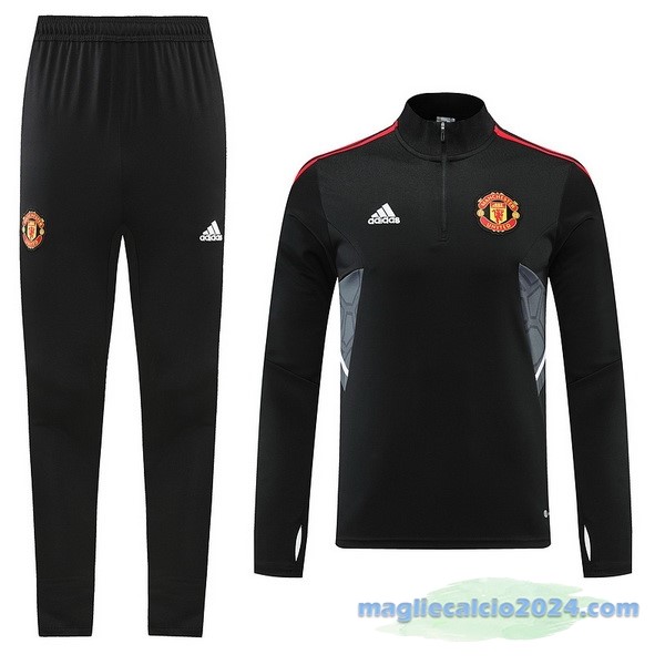 Set Completo Sudadera Formazione Manchester United 2022 2023 Nero Grigio Poco Prezzo