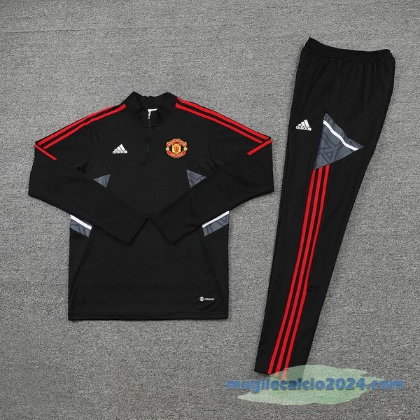 Set Completo Sudadera Formazione Manchester United 2022 2023 Nero Grigio Poco Prezzo