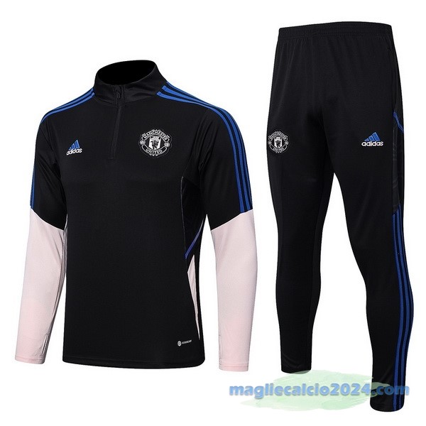 Set Completo Sudadera Formazione Manchester United 2022 2023 Nero Rosa Poco Prezzo