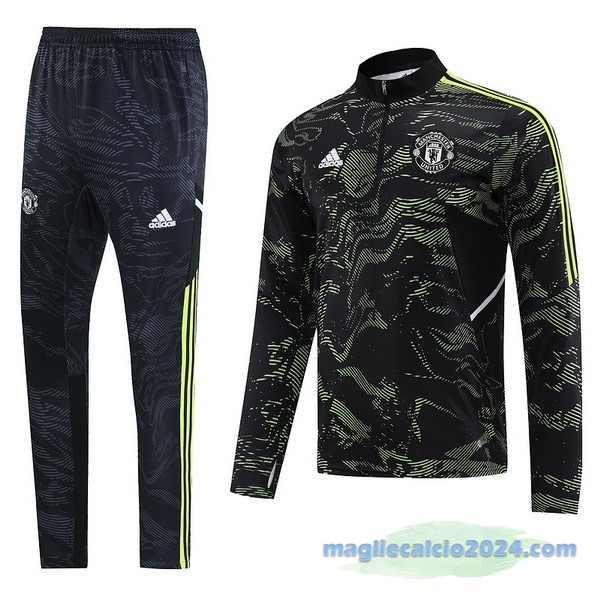 Set Completo Sudadera Formazione Manchester United 2022 2023 Nero Verde Poco Prezzo