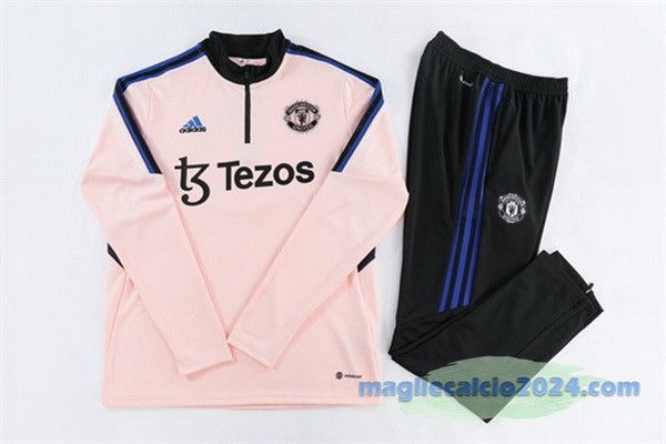 Set Completo Sudadera Formazione Manchester United 2022 2023 Rosa II Nero Poco Prezzo