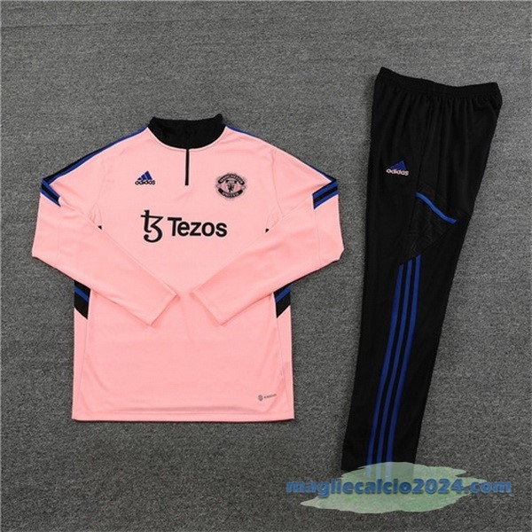 Set Completo Sudadera Formazione Manchester United 2022 2023 Rosa I Nero Poco Prezzo