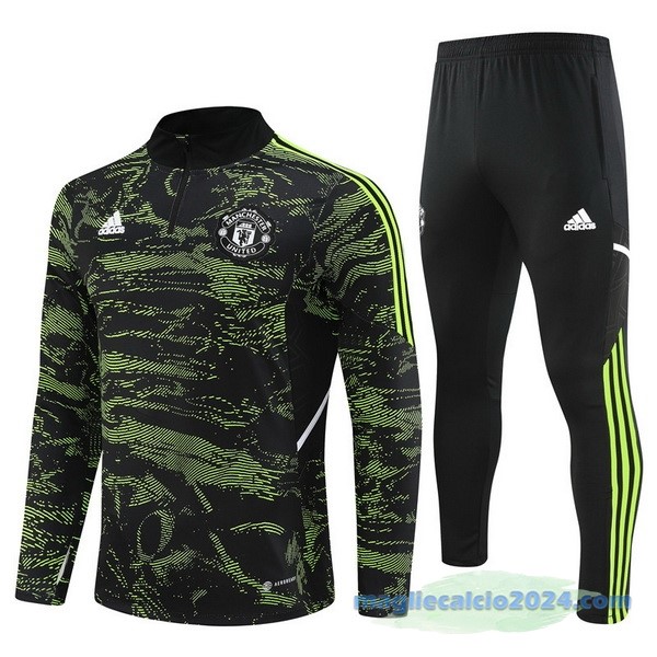 Set Completo Sudadera Formazione Manchester United 2022 2023 Verde I Nero Poco Prezzo