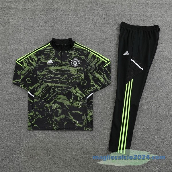 Set Completo Sudadera Formazione Manchester United 2022 2023 Verde I Nero Poco Prezzo