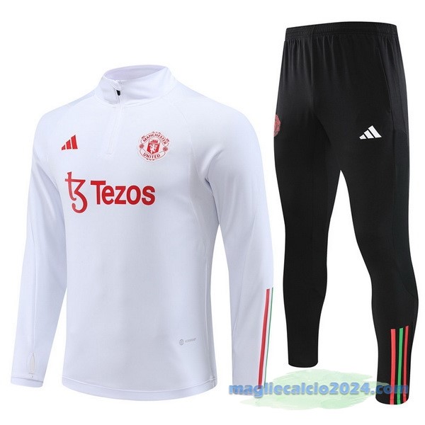 Set Completo Sudadera Formazione Manchester United 2023 2024 Bianco Nero Poco Prezzo