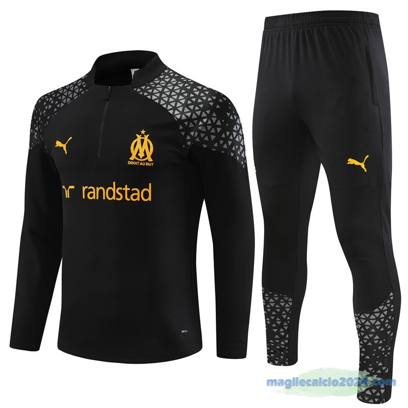 Set Completo Sudadera Formazione Marsella 2023 2024 Nero Grigio Poco Prezzo