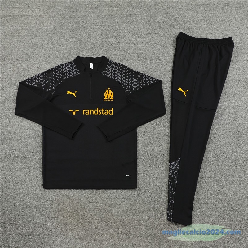 Set Completo Sudadera Formazione Marsella 2023 2024 Nero Grigio Poco Prezzo
