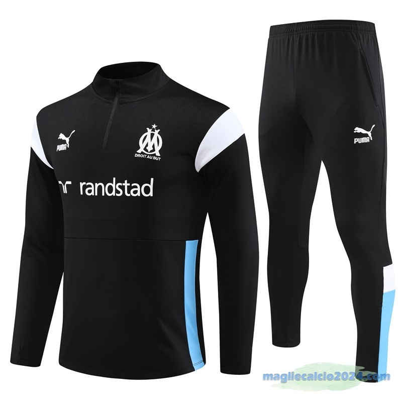 Set Completo Sudadera Formazione Marsella Bambino 2023 2024 Nero Bianco Poco Prezzo