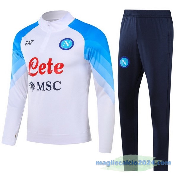 Set Completo Sudadera Formazione Napoli 2023 2024 Bianco Azul Poco Prezzo