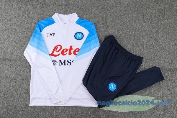 Set Completo Sudadera Formazione Napoli 2023 2024 Bianco Azul Poco Prezzo